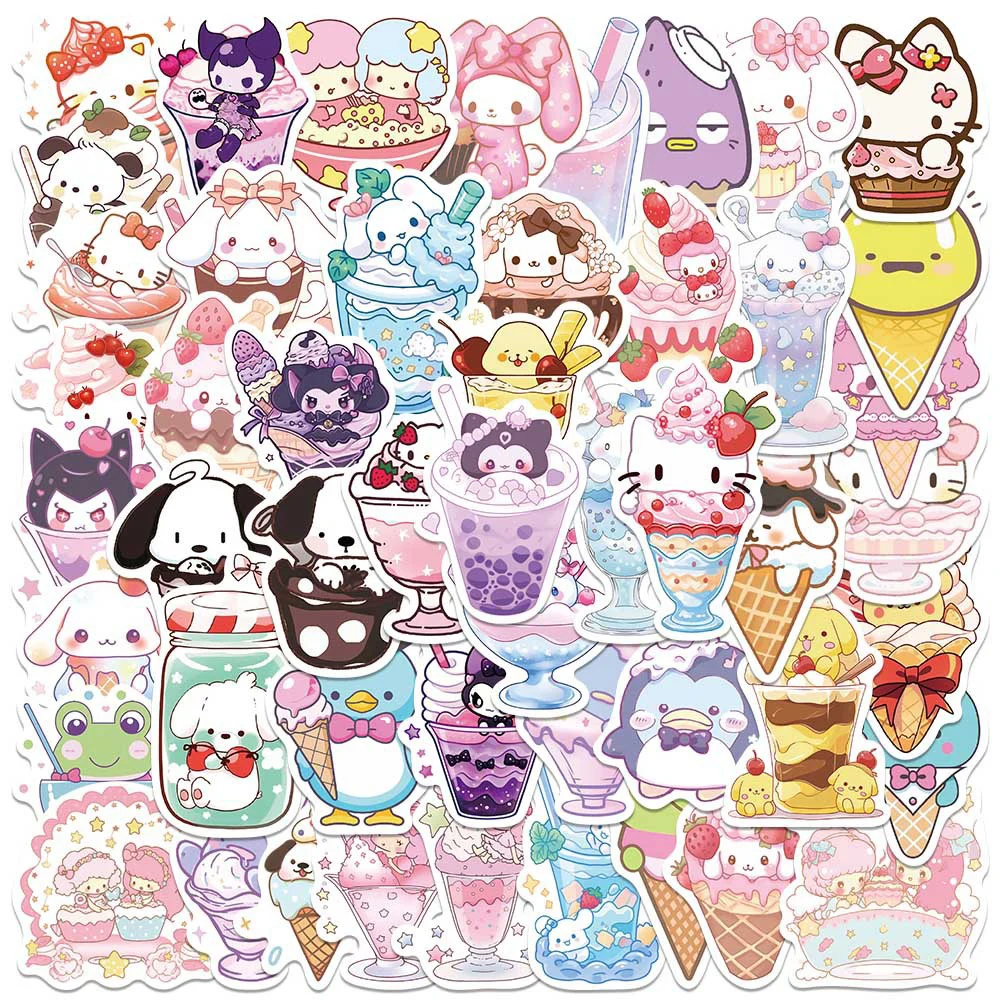 

10/30/50 шт. Sanrio Kuromi Cinnamoroll наклейки "Мелодия" мороженое Мультяшные эстетические переводки DIY чемодан телефон Kawaii стикеры игрушки