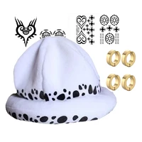 Anime Trafalgar Law Hat Cosplay Costumes Unisex White Spot Plush Cap Accessories Prop Collection Gift Halloween 1