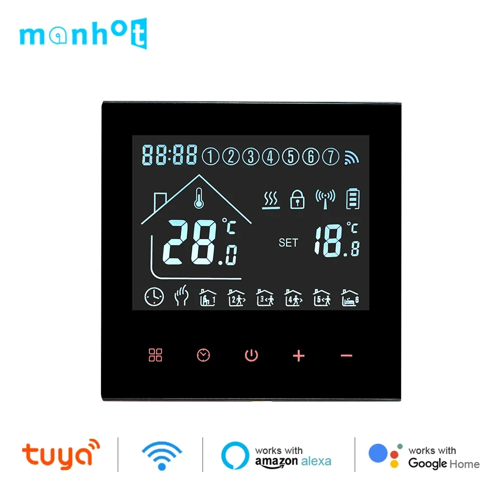 

WiFi Tuya Smart Life Thermostat Electric Floor Heating Water/Gas Boiler Temperature Control LCD Touch Screen Alexa Google Home