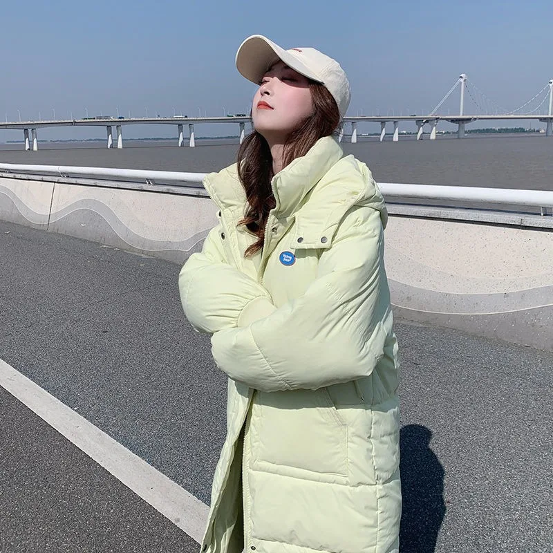 2023 New Women Down Cotton Coat Winter Jacket Female Mid Length Version Parkas Hooded Loose Outwear Thick Regular Overcoat