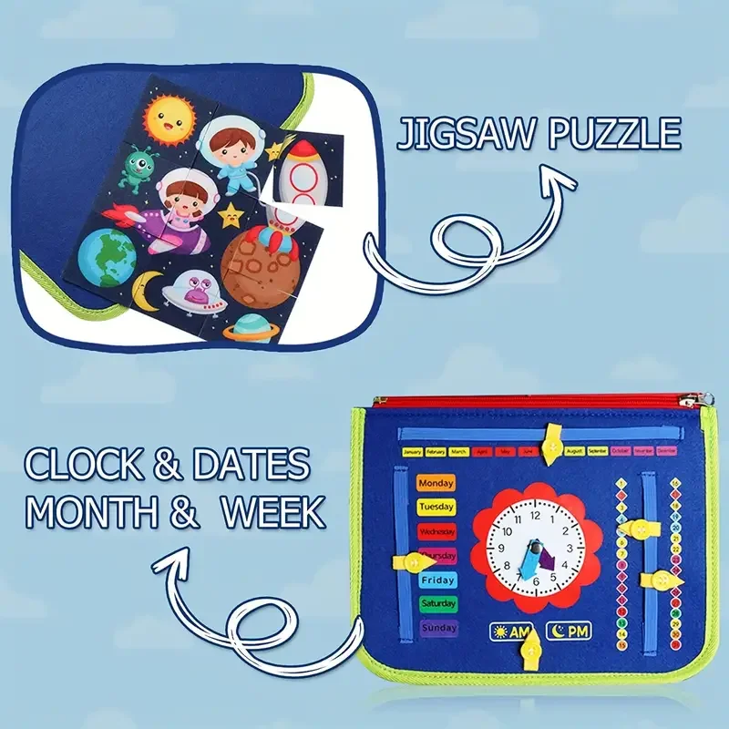 Busy Board Toy Develop Fine Motor Skills & Educational Puzzle Sensory Development - Perfect Travel Toy For Planes & Cars 6