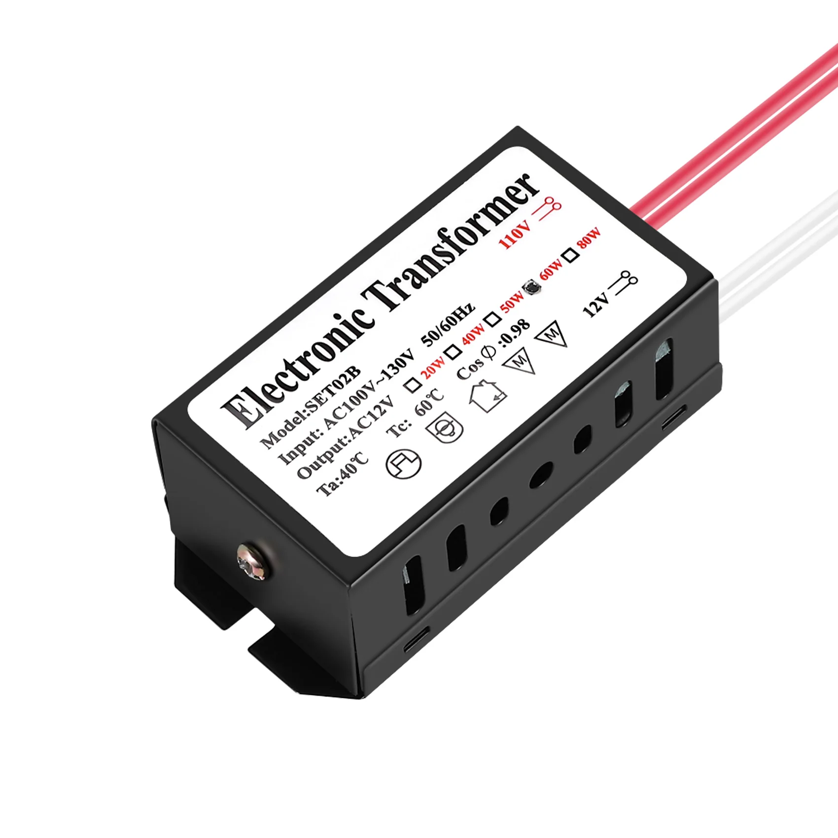 할로겐 조명 전원 공급 장치 변환기, 전자 변압기, 블랙, 110V  12V, 60W