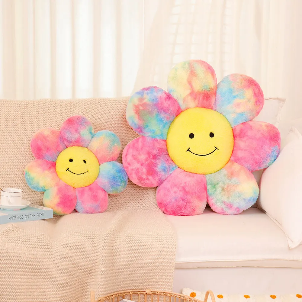 40/60cm Cartoon Colorful Sunflowers Plush Pillow Cushion Toy Kawaii Stuffed Plants Flowers Soft Kids Plushies Toys Room Decor
