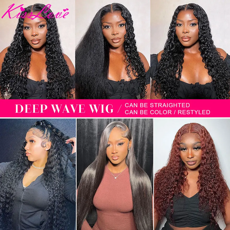Deep Wave Wigs 13x6/13x4 HD Transparent Lace Front Human Hair Wigs 360 Lace Frontal Wig Human Hair Cury 5x5 HD Closure Human Hair Wig
