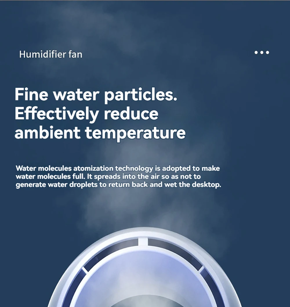 Mini Air Cooler Humidification Cooling USB Silent Timed Air Conditioning Fan Colorful Lights Night Light Led Screen 6 Wind Speed