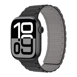 Magnetic Silicone Strap for Smartwatches - Versatile and Durable Design (Black grey)
