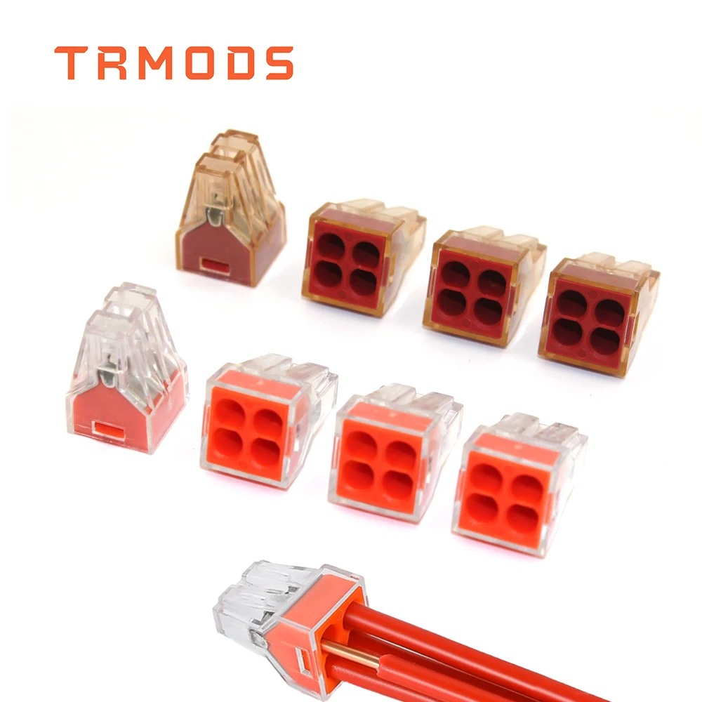 4 holes Wire Connector Universal Splitter Wiring Cable Quick Wiring Electrical Connector Push-in Home Terminal Block 50/100 PCS