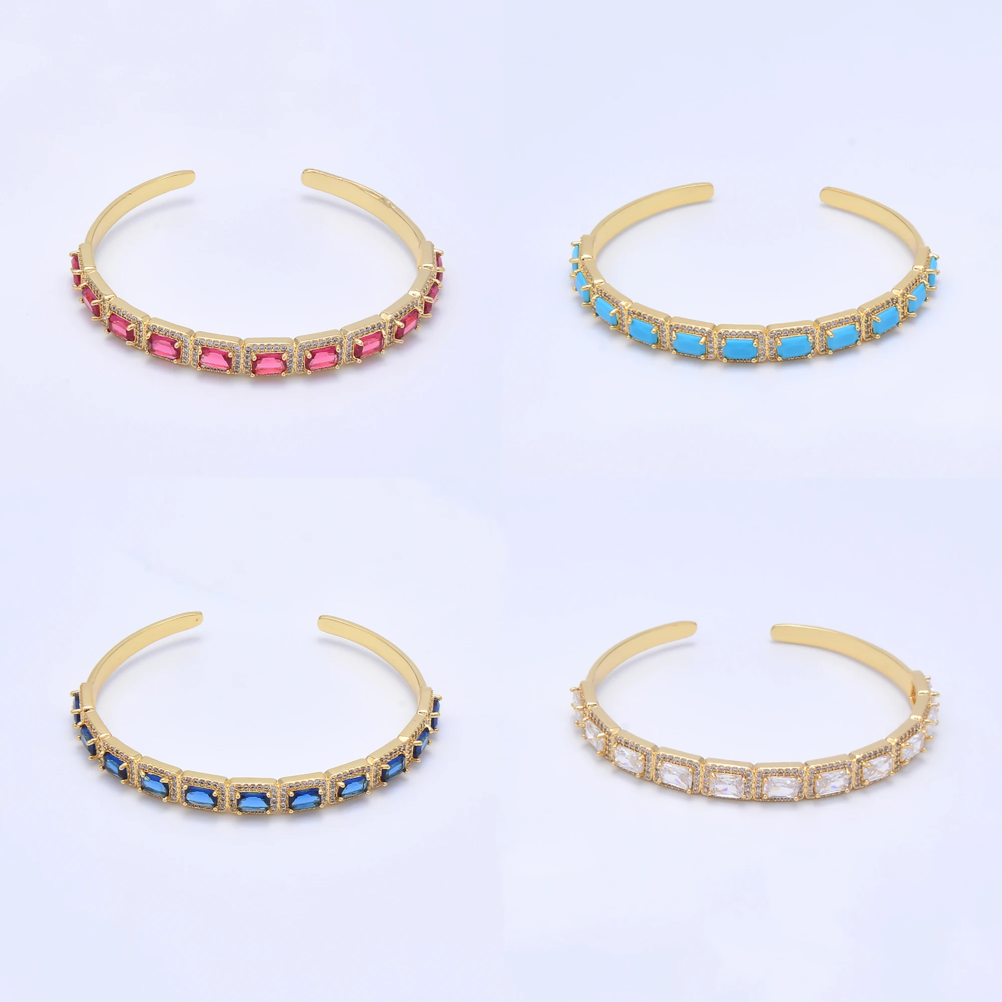 

High Qualtiy Jewelry for Woman Inlaid Zircon Crystal Open Bangles Best Selling Brass Luxury Accessories Gift for Girls Couple