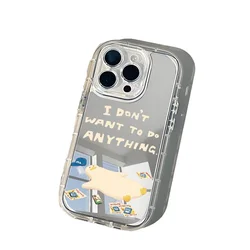 Charming Duck Mirror Phone Case with Lens Ring and Anti - Fall Protection - iPhone 15 Plus (Sepjz20)