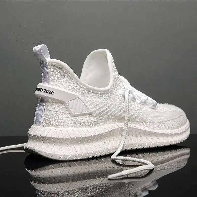 Men's Casual Sneakers Solid Color Breathable Mesh Upper Casual Shoes for Men Fashion Sports Cloth Shoes Soft Outsole  Men Shoes