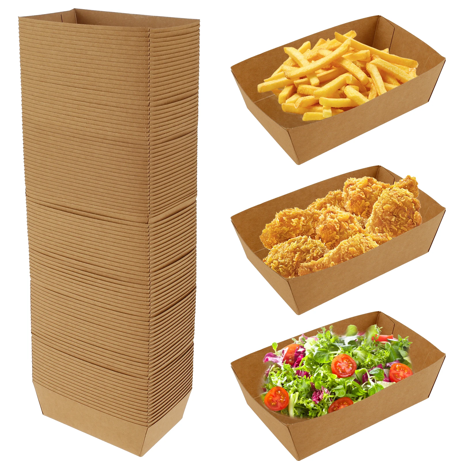 Disposable Box French Fries Box White Case Packaging Box Fried Chicken Bag  Food Grade Paper Oil-proof Packaging Box 100pcs/pack - AliExpress