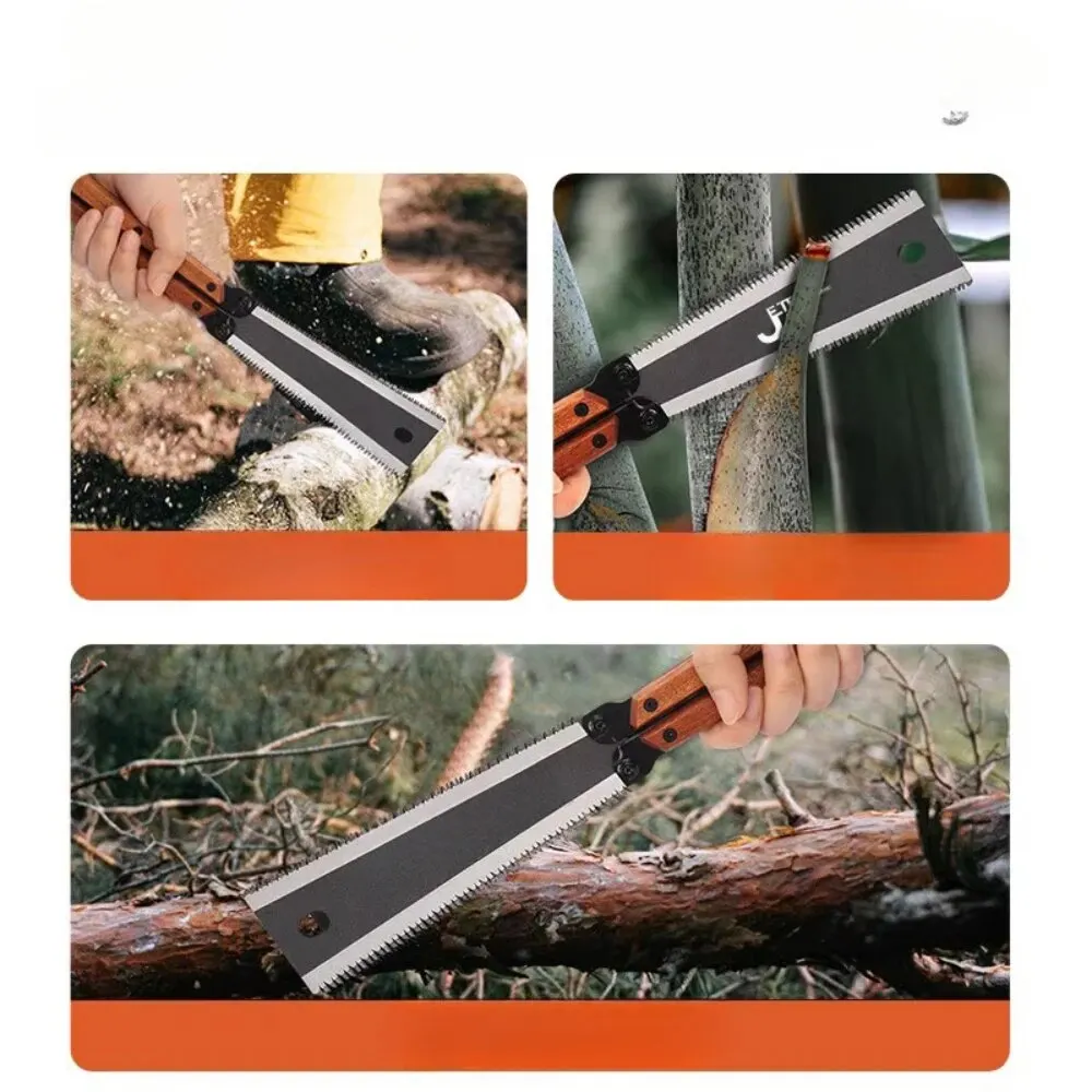 Higher Quality Handmade Logging Field Camping Folding Woodworking Manual Double Side Sharpening Foldable Butterfly Wood Saw 3