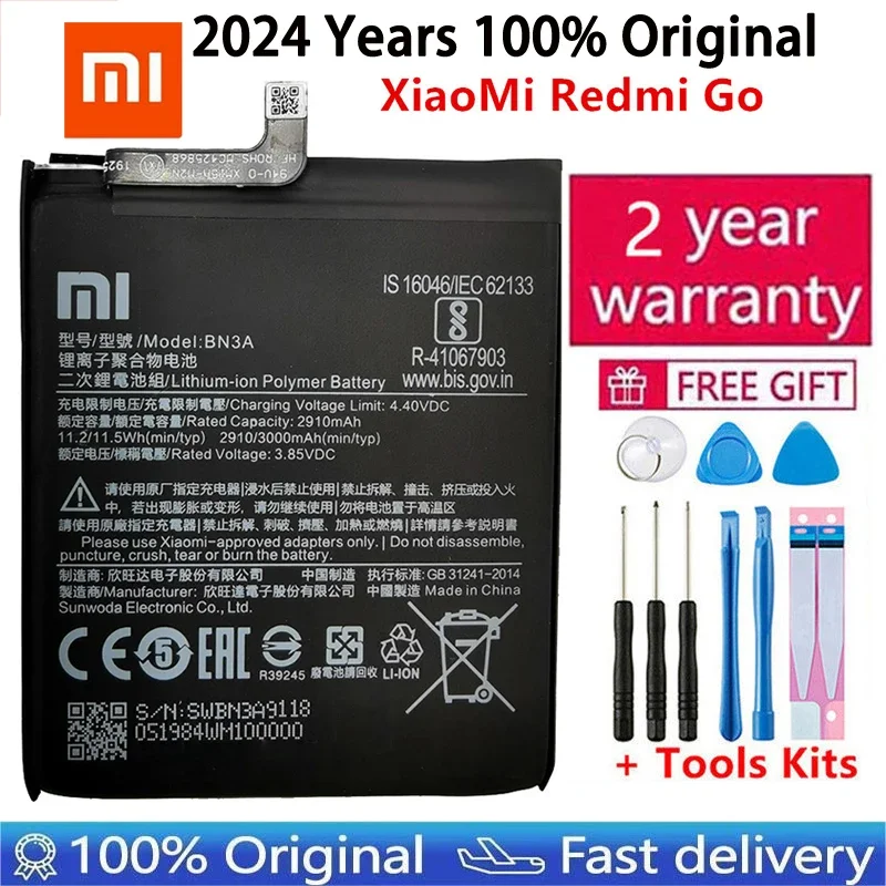 

100% Оригинальный аккумулятор Xiaomi BN3A 3000 мА/ч для XiaoMi Redmi Go BN3A аккумулятор для смартфона