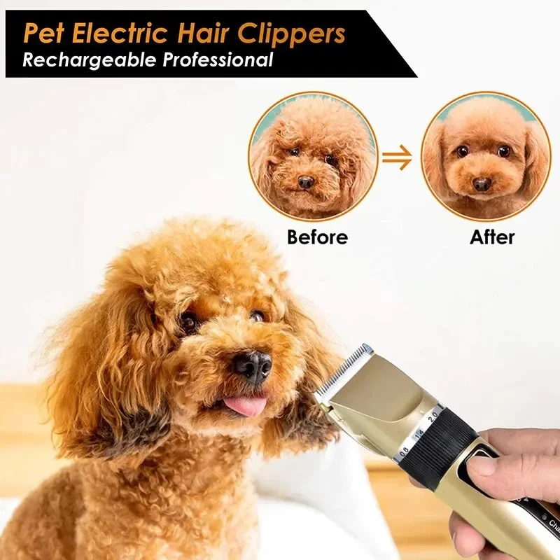 Pet Professional Animal Clipper Razor Blade Electrical Grooming Trimmer for Dogs Cats USB Rechargeable Shaver Low Decibel Dog Haircut Machine