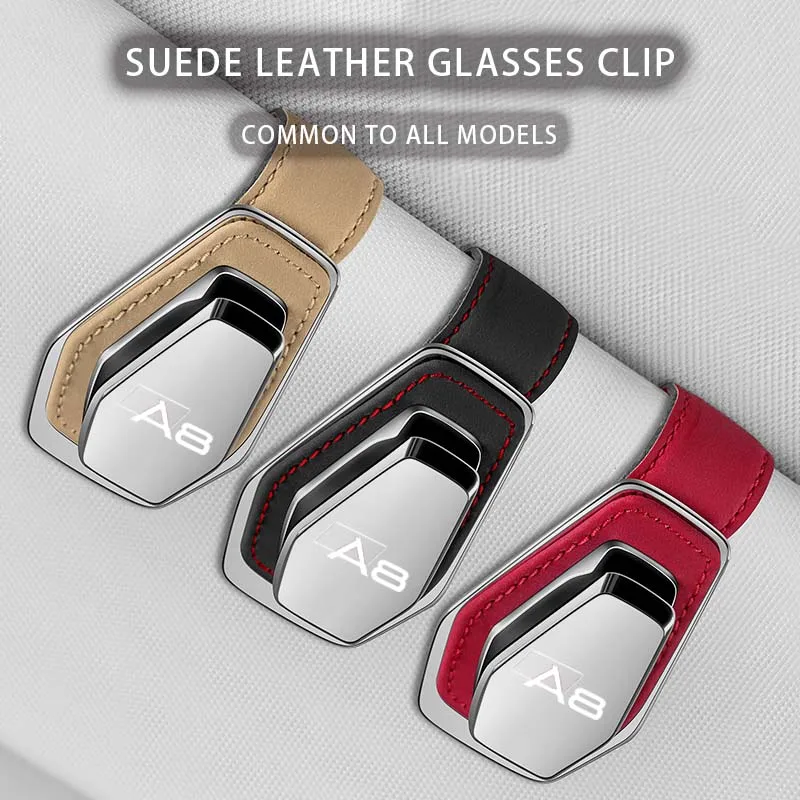 Car Glasses Clip Leather Visor Sunglasses Holder Multifunctional Eyeglass Holder For Audi A8 leather sunglasses clip sun visor car interior card ticket fastener portable sunglasses holder clips auto interior accessories