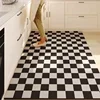 Kitchen Carpet Non-slip Large Pvc Waterproof Floor Mat Leather Oil-proof Foot Mats Black White Chessboard Home Decoration Rug 1