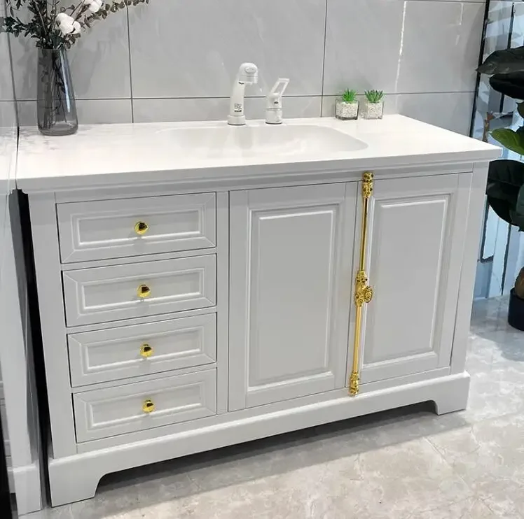 Waterproof Plywood Sintered Stone Bathroom Vanity With Mirror Wash Basin For Hotel Bathroom