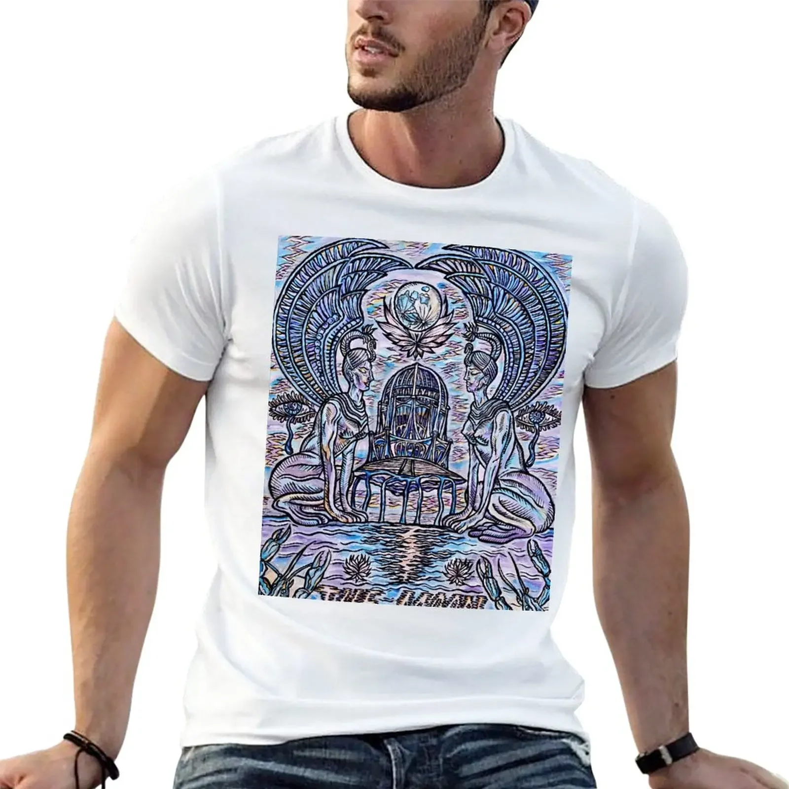 

The Moon Tarot Painting T-Shirt vintage clothes Short sleeve tee t shirts for men