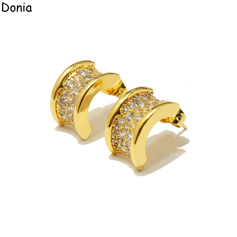 Donia Jewelry European and American Fashion Creative Titanium Micro-Inlaid Zircon Earrings Silver Needle Luxury Accessories