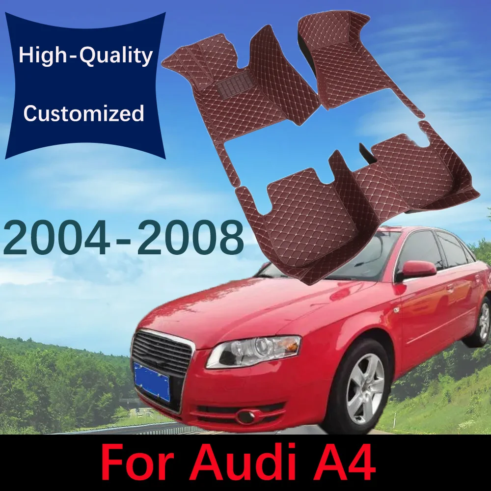 

Custom Leather Car Floor Mats For Audi A4 MK3 B7 8E 2004 2005 2006 2007 2008 Automobile Carpet Rugs Foot Pads Accessories