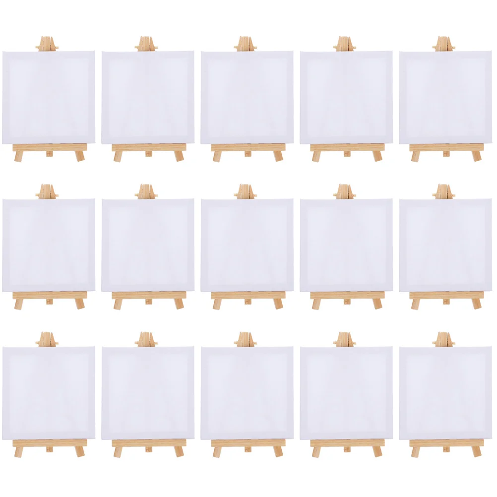 15 Sets Mini Frame Easel Stand Canvas Painting Canvases Picture