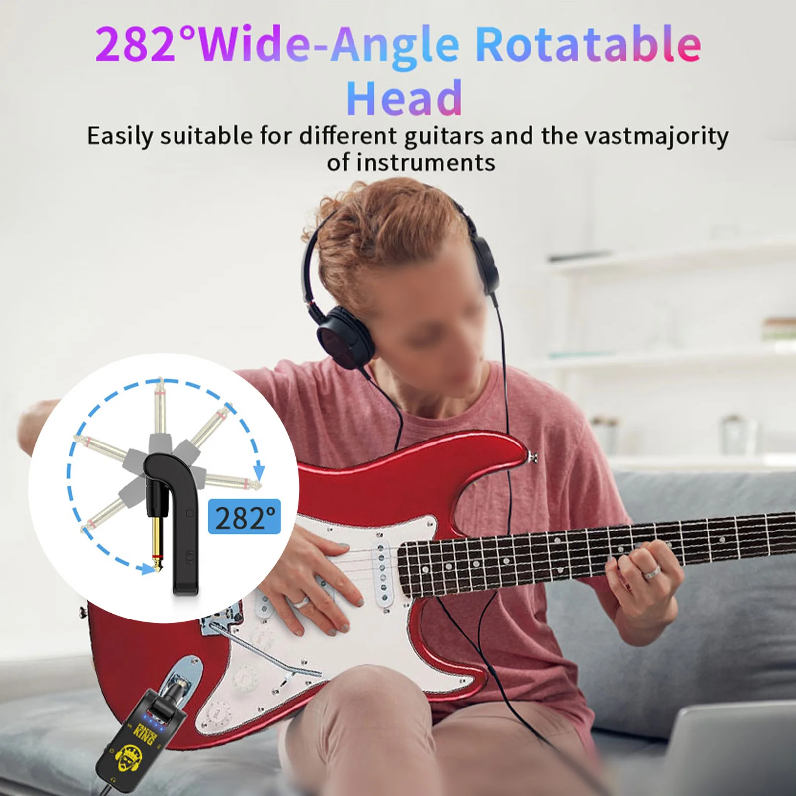 Silent Guitar Amplifier Guitar Headphone Amp 50H Use Time Rechargeable 282&deg;Rotatable Head Portable Earphone Amplifier For guitar amplifier