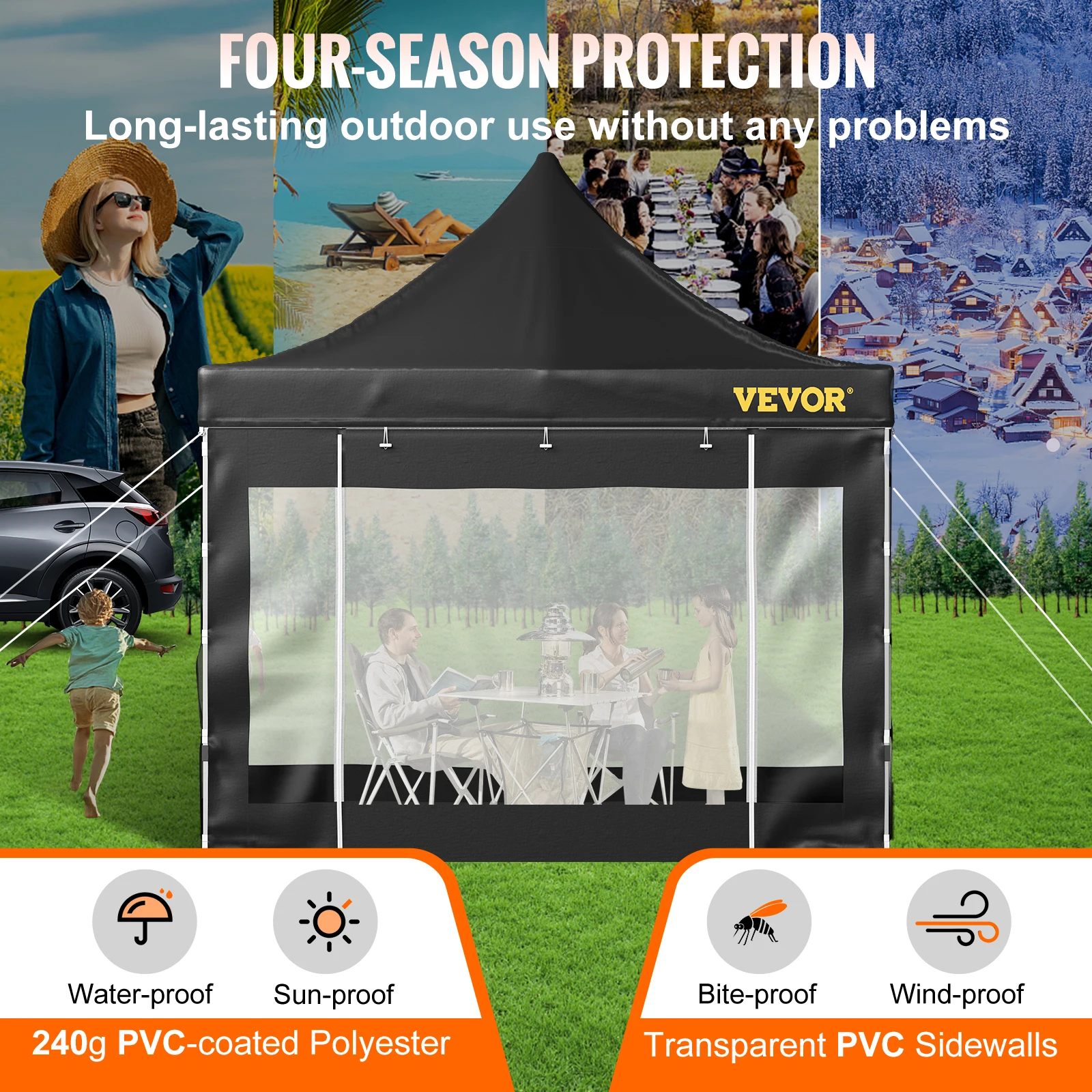VEVOR Pop Up Canopy Tent,10 x 10 FT, Outdoor Patio Gazebo Tent UV Resistant Waterproof Instant Gazebo for Party, Garden,Backyard 3