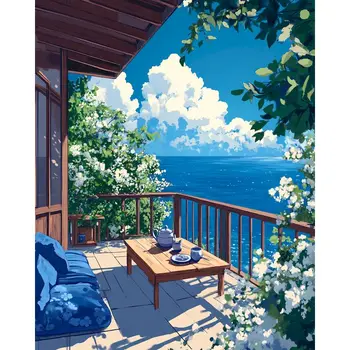 CHENISTcocktail-Peinture acrylique par numéros, peinture sur toile, coloriage par numéros, décoration de la maison 1