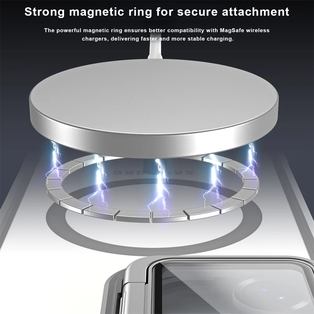 Magnetic Matte Foldable Case with Glass Lens Stand and Wireless Charging Compatibility