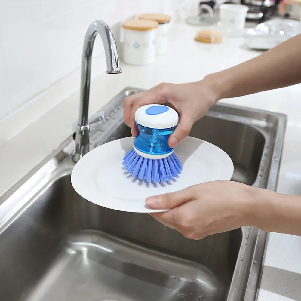 Kitchen Dishwashing Brush Dish Scrub Brush Dish Scrubber Bubble Up Brushes  with Soap Dispenser for Vegetable Utensils Cleaning