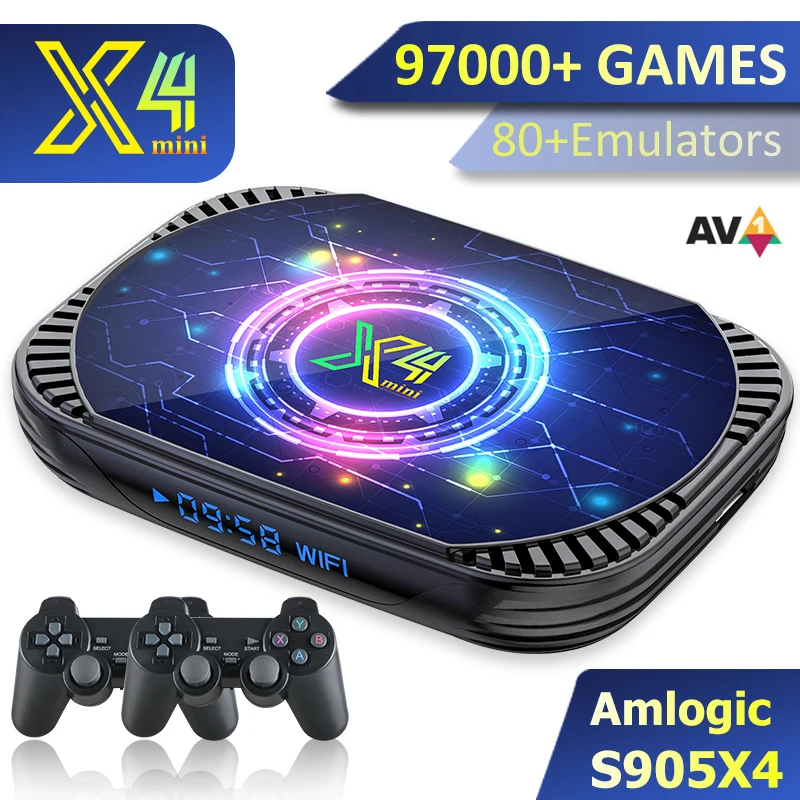 

HEYNOW X4 мини классическая ретро супер консоль Amlogic S905X4 Android 11 EE4.6 система с 90000 + игры 80 + эмуляторы 4K/8K HD ТВ приставка
