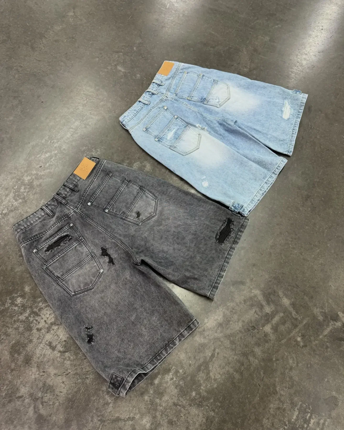 Denim Shorts Summer Jeans Shorts Street American classic multi-pocket loose denim shorts ins punk high waist washed simple denim straight mid-length pants y2k
