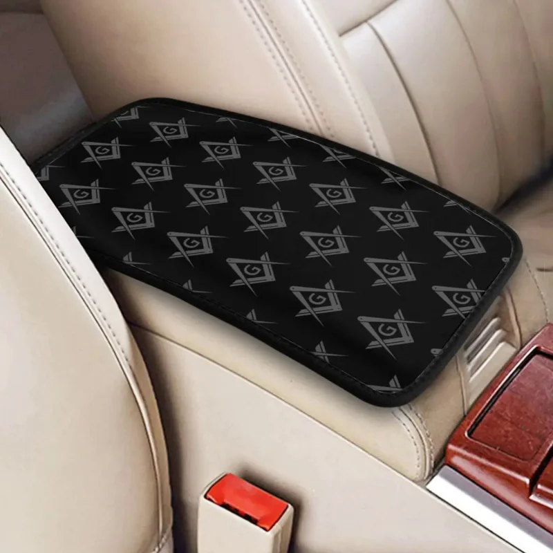 

Freemason Logo Car Armrest Cover Mat Non-Slip Masonic Mason Freemasonry Center Console Pad Storage Box Protection