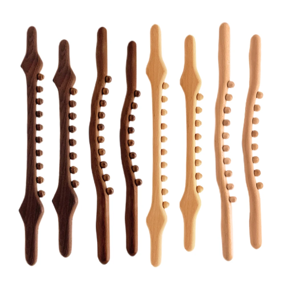 10/8 Perline Universal Back Massage Tendini Legno Di Faggio Raschiando Stick Point Treatment Guasha Relax Therapy Tool Massaggiatore Addominale