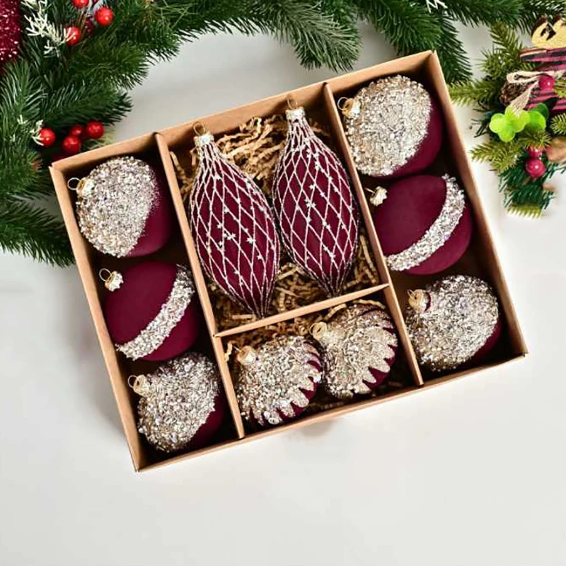 thumbnail image 1 of Adornos navideños de bolas de terciopelo de 12 quilates, perfectos para colgar en el árbol de Navidad, para fiestas navideñas en interiores y exteriores, decoración del hogar, 1 of 5