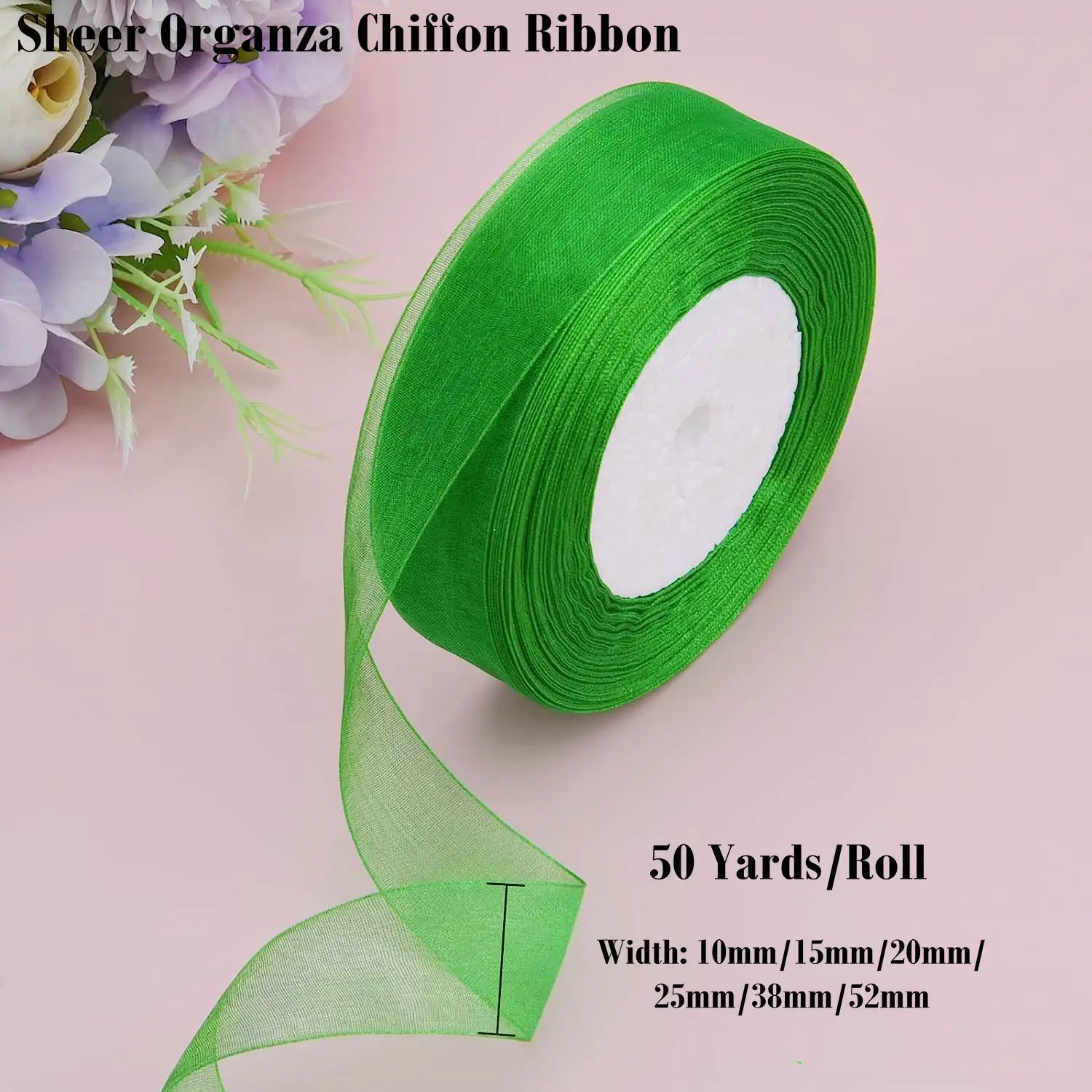 Uxcell 2cm 50 Yard Sheer Organza Ribbon Chiffon Fabric Gift