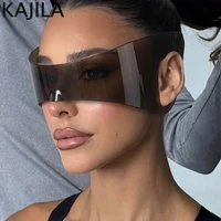 Lunettes de soleil oversize monobloc style punk pour femme 2026 – Marque de luxe, sportives, sans monture, coupe-vent, masque solaire enveloppant 3