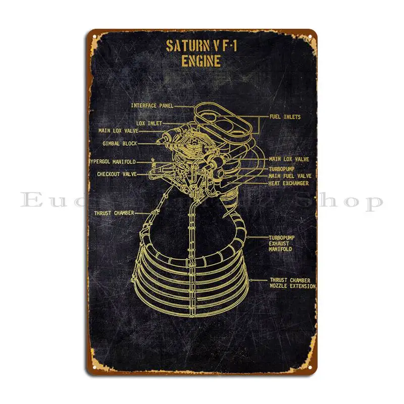 Saturn V F1 Metal Sign Iron Wall Decor Cinema Murale Club Tin Sign Poster