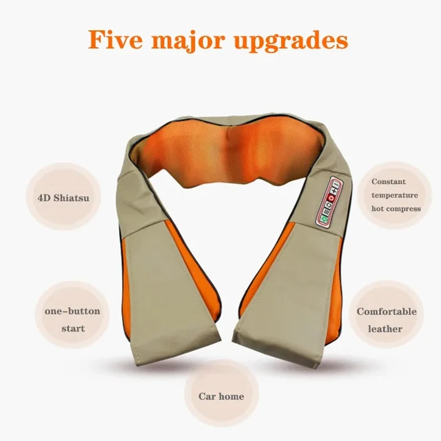 U Shape Electrical Shiatsu Back Neck Shoulder Body Massager Infrared Heated 4D Kneading Car/Home Massage Shawl Device 3