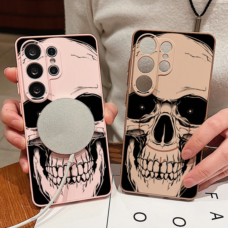Human Skull Print Magnetic Phone Case Cover – Stylish and Durable Protection