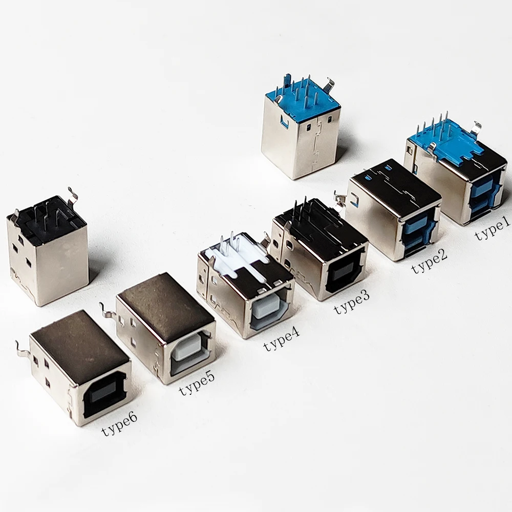 10pz Presa USB Quadrata USB B Tipo Femmina 90 Gradi PCB Saldatura