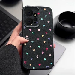 Custodia per telefono in TPU con texture in pelle e motivo cuori minuscole