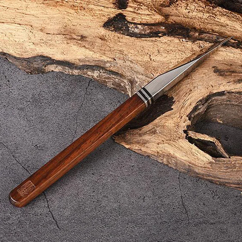1Pcs Tea Knife Stainless Steel Damascus Pu Erh Tea By Hand Wooden Handle Pry Tea Cone Of Chinese Style Gift — view 5