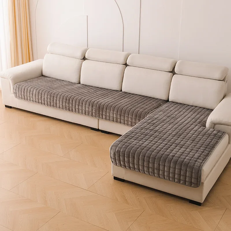 Flannel Sofa Cushion Four Seasons General Non-Slip Thickened Living Room Sofa Backrest Cover Modern Plush Seat Cushion 2