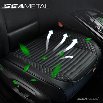 SEAMETAL 나파 가죽 자동차 시트 커버, 내부 앞좌석 커버, 보호대 사계절 통기성 자동차 시트 쿠션 매트