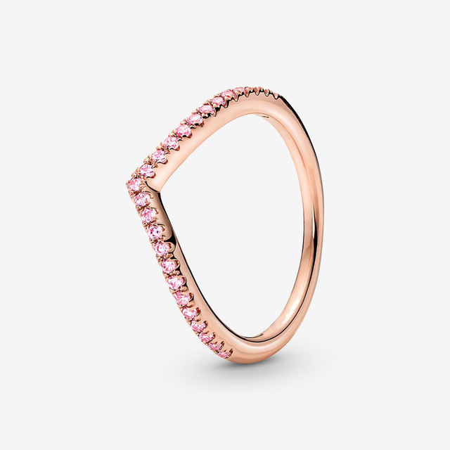 Sterling Silver Rings For Women Original Tiara Heart Wishbone Engagement Rose Gold Wedding Stacking Ring Crystals Jewelry