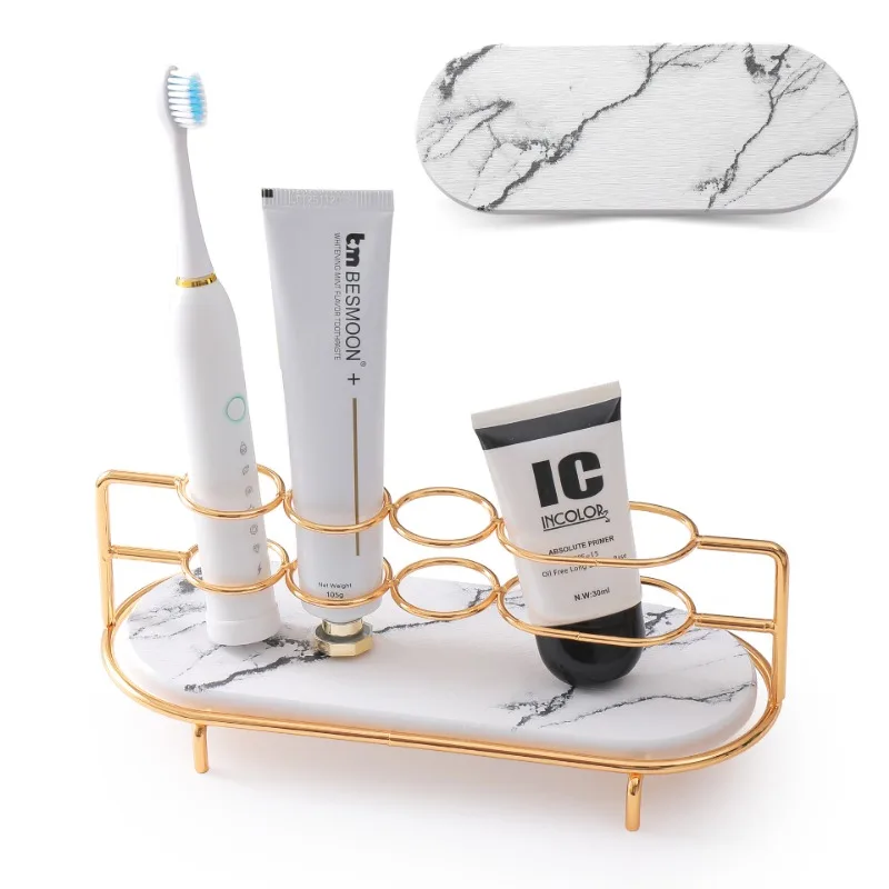Stone Bathroom Organizer Shelf Diatomite Cosmetic Storage Electric Toothbrush Holder Corner Countertop Vanity Desktop