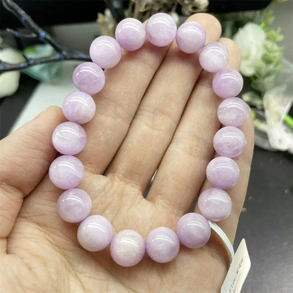 

11MM Natural Kunzite Bracelet Women Reiki Healing Buddha Strand Bangles Jewelry For Female Gift 1pcs