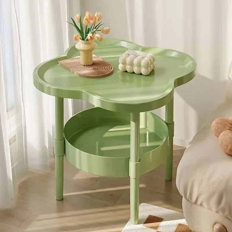 Clover Sofa Side Table - Double Layer Coffee Table for Living Room  Bedroom Storage