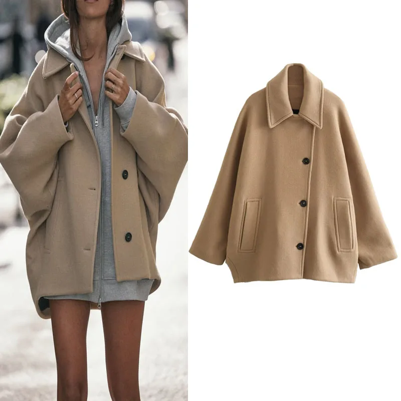 

Женская свободная куртка на пуговицах, с длинным рукавом